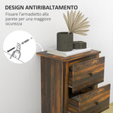 easycomfort easycomfort comodino con 3 cassetti dallo stile rustico in legno 40x30x74 cm marrone