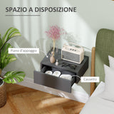 easycomfort easycomfort comodino sospeso moderno con cassetto in legno 40x30x15 cm nero