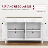 easycomfort easycomfort credenza da cucina con 2 cassetti e 2 armadietti stile rustico con mensole regolabili bianco
