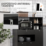 easycomfort easycomfort credenza da cucina in legno per microonde con armadietti mensole e cassetto 90x40x120 cm nero