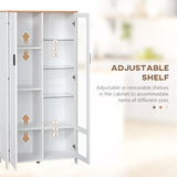easycomfort easycomfort credenza moderna a 2 ante con mensole regolabili in legno e vetro 76x36x160cm bianco