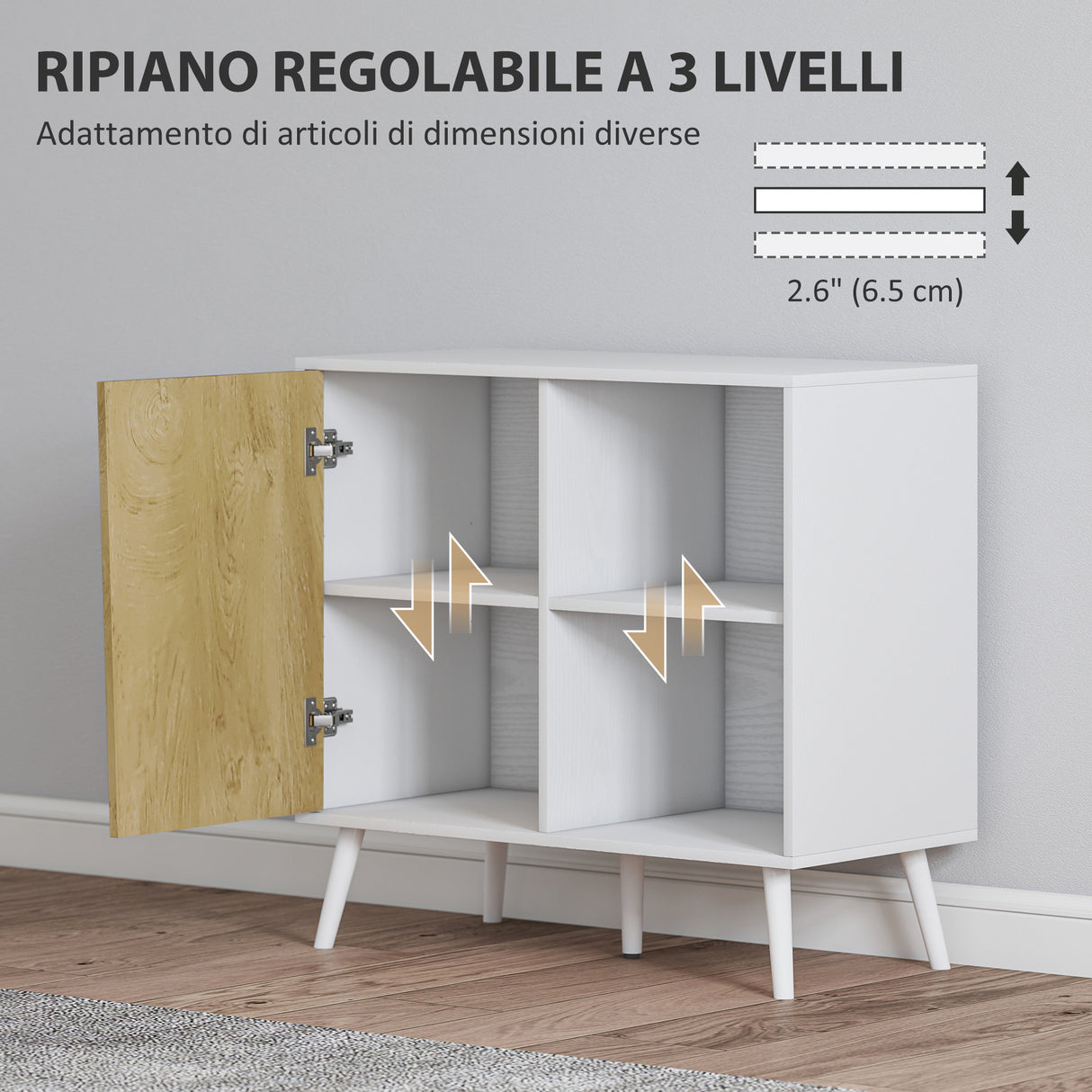 easycomfort easycomfort credenza moderna con armadietto e vano portaoggetti in legno 80x39x76 cm bianco
