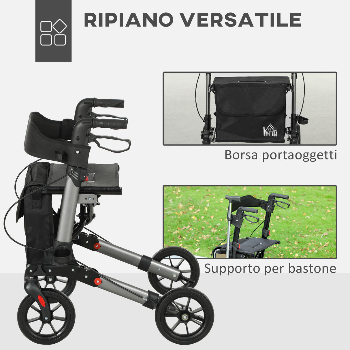 easycomfort easycomfort deambulatore pieghevole in allumino ad altezza regolabile con borsa 64x67x80 92 cm nero e argento