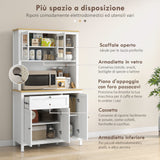 easycomfort easycomfort dispensa cucina con cassetti ripiani aperti e scaffali regolabili in legno 100x40x180 cm bianco