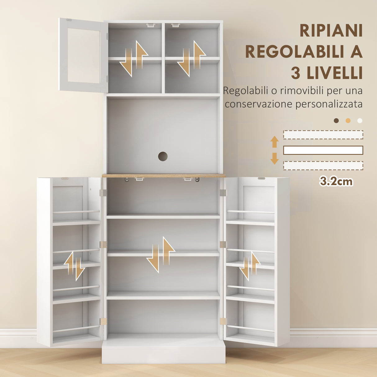 easycomfort easycomfort dispensa da cucina porta microonde con ripiani aperti e armadietto con portaspezie 60x35x169 cm bianco
