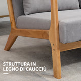 easycomfort easycomfort divano 2 posti moderno in legno con cuscini seduta imbottita e tessuto effetto velluto 122x80x72 cm grigio