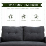 easycomfort easycomfort divano 2 posti moderno in stile nordico con schienale trapuntato in tessuto 145x76x88 cm grigio