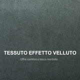 easycomfort easycomfort divano 2 posti salvaspazio con cuscini per schienale in tessuto effetto velluto e legno 145x75x78 cm grigio