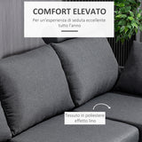 easycomfort easycomfort divano a 3 posti con poggiapiedi e cuscini in tessuto di lino grigio scuro 195 x 81 x 86cm ean 8055776915630
