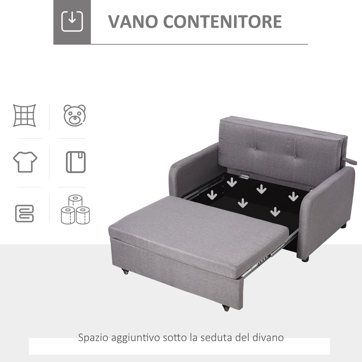 easycomfort easycomfort divano letto 2 posti 2 in 1 con vano contenitore e design moderno letto singolo imbottito e rivestito in lino grigio