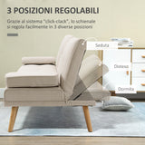 easycomfort easycomfort divano letto 3 posti reclinabile con rivestimento effetto lino e tavolino a ribalta beige
