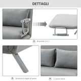 easycomfort easycomfort divano letto singolo in finta pelle con seduta regolabile in 5 posizioni 105x80x78 cm grigio chiaro