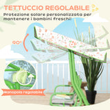 easycomfort easycomfort dondolo per bambini da esterno a 2 posti con tettuccio regolabile e cinture di sicurezza 112x75x120 cm verde