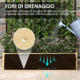 easycomfort easycomfort fioriera con grigliato e 2 fori di drenaggio in legno di abete e acciaio 80x38x145 cm
