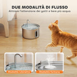 easycomfort easycomfort fontanella per gatto 2 5l con luce led e 2 modalita di flusso in acciaio inox 19 4x19 4x18 7 cm argento
