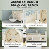 easycomfort easycomfort gabbia per criceti a 2 livelli e 3 porte con ruota e tubi in acciaio ps e pp 44 5x28x44 cm crema e bianco