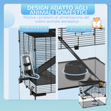 easycomfort easycomfort gabbia per criceti a 3 livelli con ruota rampe e fondo rimovibile 60x40x57cm nero