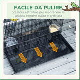 easycomfort easycomfort gabbia per uccelli con 2 posatoi e 3 ingressi in filo metallico e plastica 60x41x41 cm nero