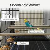 easycomfort easycomfort gabbia per uccelli con divisorio e ripiano inferiore portaoggetti in acciaio e pp 94x57x57 cm nero