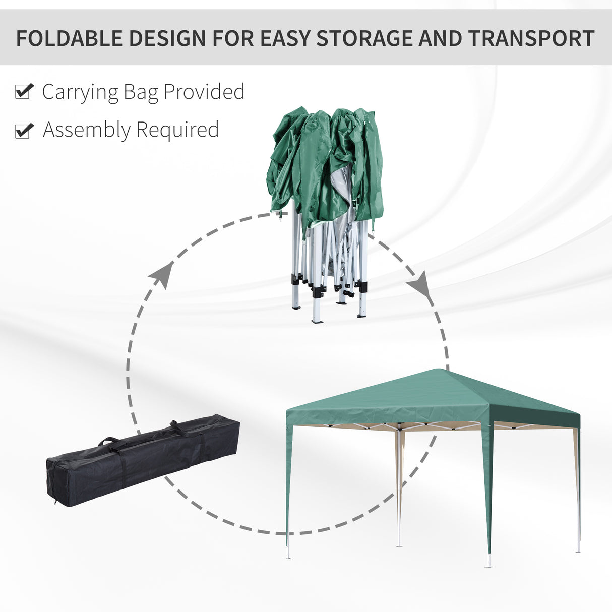 easycomfort easycomfort gazebo struttura in acciaio pieghevole rivestimento tessuto oxford verde 3x3m