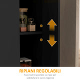easycomfort easycomfort isola per cucina con 2 ripiani aperti e 2 armadietti in mdf 105x60x82 cm color rovere e nero