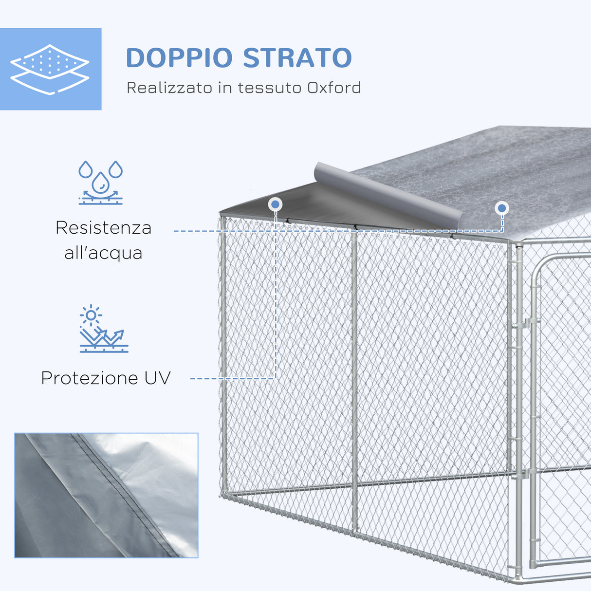 easycomfort easycomfort kennel per cani in metallo con tettuccio in tessuto oxford e porta con blocco 4x4x2 3m