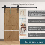 easycomfort easycomfort kit per porta scorrevole in stile rustico con binario 200cm e rotelle nero