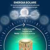 easycomfort easycomfort lampada da esterno solare in stile boho con ripiano centrale in rattan pe e acciaio 37x144 cm nero e giallo