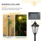 easycomfort easycomfort lampione solare da giardino con luce led e sensore di movimento alluminio e vetro 22x22x196 cm nero