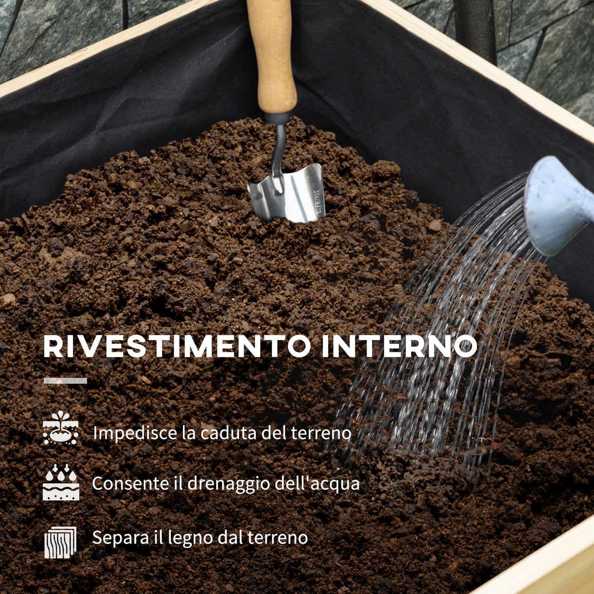 easycomfort easycomfort letto per orto rialzato con copertura in pe verde e struttura in legno 80x60x165cm