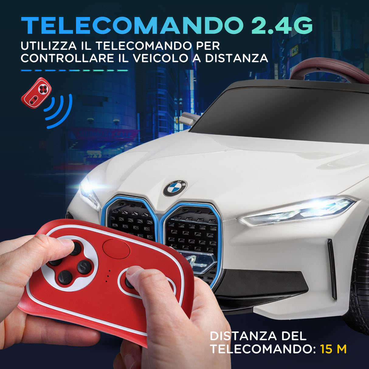 easycomfort easycomfort macchina elettrica per bambini 3 6 anni con licenza bmw con telecomando clacson e fari 115x67x45 cm bianca