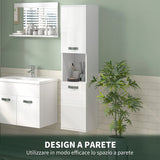 easycomfort easycomfort mobile bagno in legno a parete con 2 armadietti 2 ripiani e scaffale aperto 30x30x131 5 cm bianco