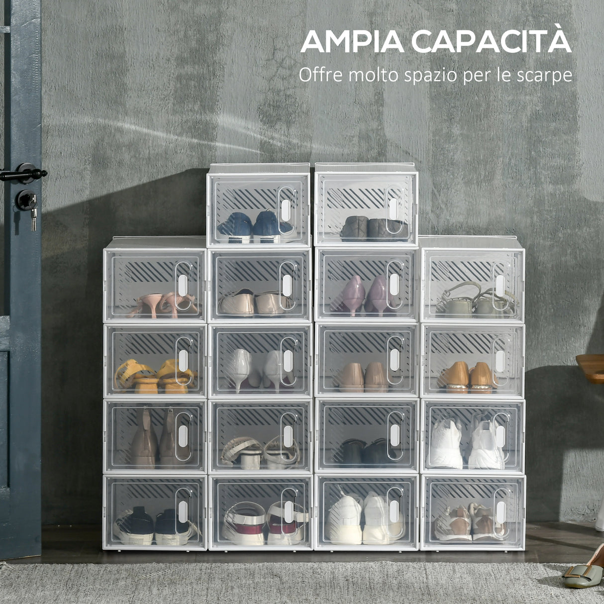 easycomfort easycomfort mobile scarpiera rettangolare in plastica pp 18 box 25x35x19 cm per scarpe max 43 eu vestiti e libri
