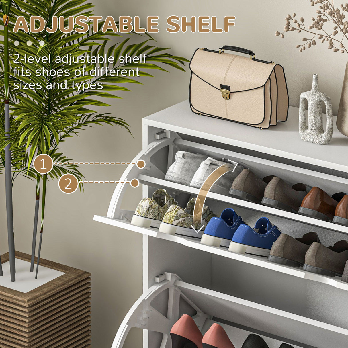 easycomfort easycomfort mobile scarpiera salvaspazio in legno per 16 paia di scarpe con 2 ante a ribalta 81 5x25x83cm bianco
