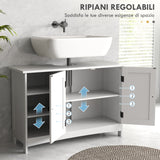 easycomfort easycomfort mobile sotto lavabo bagno con armadietto a 2 ante e 3 ripiani aperti in legno 90x30x60cm bianco