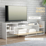 easycomfort easycomfort mobile tv con mensola a muro ripiani aperti e armadietto in legno bianco e legno naturale