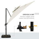 easycomfort easycomfort ombrellone a sbalzo a doppia copertura con manovella base a croce e pesi 268x268x265 cm beige