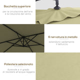 easycomfort easycomfort ombrellone da giardino decentrato con base a croce e apertura a manovella 294x193cm beige