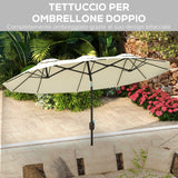 easycomfort easycomfort ombrellone da giardino doppio inclinabile con apertura a manovella 285x147x227cm beige