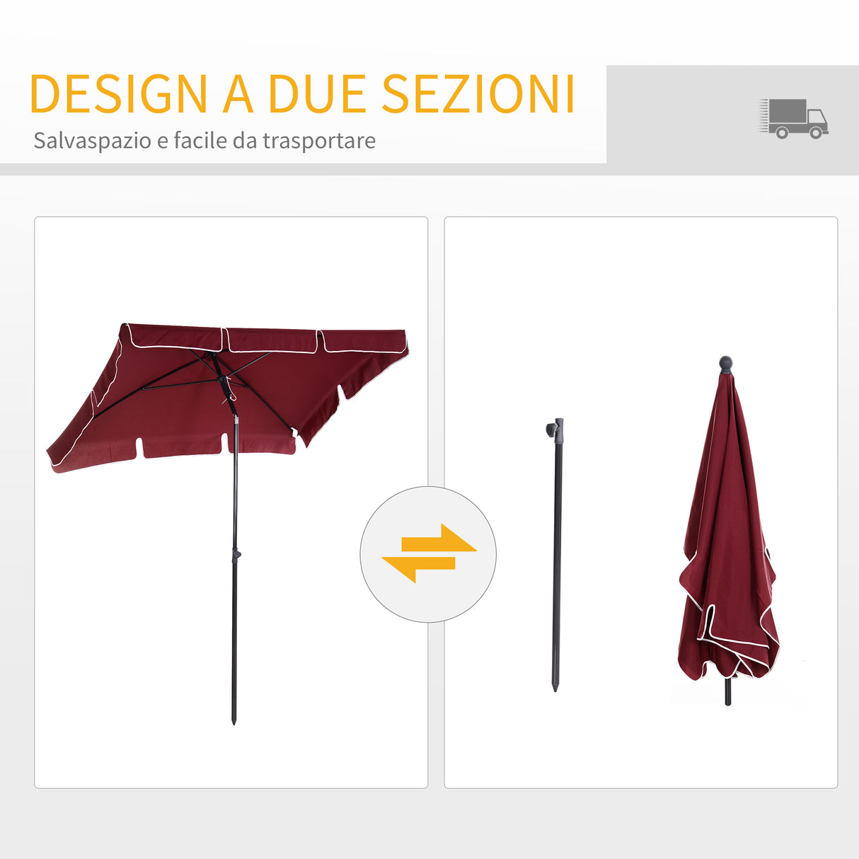 easycomfort easycomfort ombrellone da giardino rettangolare e regolabile con palo in alluminio 2x1 3x2 5 m rosso vino