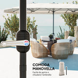 easycomfort easycomfort ombrellone doppio a 12 stecche con manovella in poliestere e acciaio 450x265x260 cm bianco crema