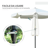 easycomfort easycomfort ombrellone rotondo inclinabile con manovella in alluminio metallo e poliestere 266x248 5 cm bianco crema