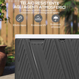 easycomfort easycomfort panca contenitore 380l in hdpe con 2 maniglie laterali e leva a gas 115x60x60 cm nero e grigio