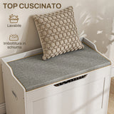 easycomfort easycomfort panca contenitore da 103l multifunzione in legno con cuscino in tessuto 75x40x56cm bianco