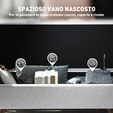 easycomfort easycomfort panca contenitore fondo letto con braccioli in tessuto gambe in legno e vano da 53 8l 132x42x50 cm grigio