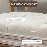 easycomfort easycomfort panca fondo letto imbottita con rivestimento effetto lino e gambe in legno 80x40x41cm beige