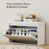easycomfort easycomfort panca scarpiera con ripiano interno in legno e tessuto effetto lino 80x26x47 5 cm bianca e beige