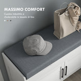easycomfort easycomfort panca scarpiera con ripiano interno regolabile su 3 livelli in mdf e simil lino 90x36x50 cm bianco e grigio