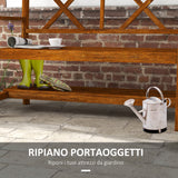 easycomfort easycomfort panchina da giardino 2 posti in legno con ripiano e braccioli 125x58x88cm legno