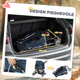 easycomfort easycomfort passeggino per cani pieghevole con cestino e portabicchiere peso max 10 kg 75x45x97cm blu scuro